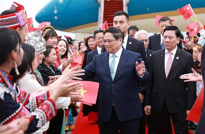 Le Premier Ministre Pham Minh Chinh Arrive Kunming Entamant Son