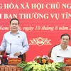 NA Chairman Tran Thanh Man speaks at the meeting with the Standing Committee of the Nam Dinh provincial Party Committee on August 10. (Photo: VNA)