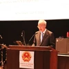 Vietnamese Ambassador to Switzerland Phung The Long speaks at the ceremony in Bern on August 18. (Photo: VNA)