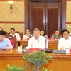 Party General Secretary and State President To Lam (centre) speaks at the meeting of the sub-committee for documents of the 14th National Party Congress on August 27. (Photo: VNA)