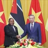 Party General Secretary and State President To Lam (right) and Mozambican President Filipe Jacinto Nyusi at their meeting in Hanoi on September 9. (Photo: VNA)