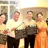 People's Artist Lan Huong (right) and director Nguyen Tat Kien (second right) at the launch of film project " For the Love of Hanoi". (Photo: danviet.vn)