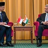 Indonesian Foreign Minister Sugiono and his Indian counterpart S. Jaishankar meet on the sidelines of the BRICS Summit in Kazan, Russia, on October 24. (Photo: ANI/VNA)