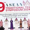 Ngo Phuong Ly (second from left), spouse of Vietnam’s Party General Secretary To Lam, and other ladies at the opening ceremony of the 9th ASEAN Traditional Textile Symposium. (Pjhoto: VNA)