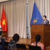 Vietnamese State President Luong Cuong delivers a policy speech at the University of Chile on November 12. (Photo: VNA)