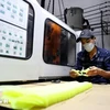 Un ouvrier fabrique des moules en plastique pour produire des chaussures en cuir dans une usine située à la ville de Thuan An, province de Binh Duong. Photo: VNA