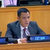 L'ambassadeur Dang Hoang Giang, chef de la Mission permanente du Vietnam auprès de l'ONU, prononce un discours à la première séance consacrée au développement social. Photo: VNA