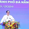 El primer ministro vietnamita, Pham Minh Chinh, habla en el evento. (Fuente:VNA)