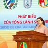 La Cónsul General de Cuba en Ciudad Ho Chi Minh, Ariadne Feo Labrada, habla en el evento. (Fuente: VNA)