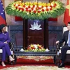 El presidente vietnamita, Luong Cuong, recibe a la vicepresidenta ejecutiva de Venezuela, Delcy Rodríguez Gómez. (Fuente:VNA)