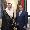 El primer ministro vietnamita, Pham Minh Chinh, recibe a Amin Al-Nasser, presidente y director general del Grupo de Petróleo y Gas de Arabia Saudita. (Fuente:VNA)