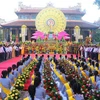 Escena de la celebración del cumpleaños de Buda de 2566 en el Templo ancestral de Tu Dam, ciudad de Hue. (Foto: VNA)