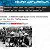 Capture d'écran d'un article publié le 3 mai dans le journal argentin Resumen Latinoamericano. Photo: VNA