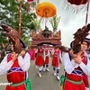 La procession traditionnelle unique de palanquins de la fête de l'ancien village de Hung Lo. Photo: VNA