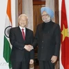 Le Premier ministre indien Manmohan Singh et le secrétaire général Nguyen Phu Trong (gauche) le 20 novembre 2013 au Palais du Premier ministre à New Delhi. Photo d'archives: VNA