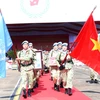 Cérémonie marquant le départ de l'hôpital de campagne de niveau 2 N°6 et de l'équipe du génie N°3 pour leur mission de maintien de la paix de l'ONU au Soudan du Sud et à Abyei. Photo: VNA