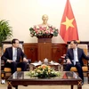 Le vice-PM et ministre des AE Bui Thanh Son (à droite) reçoit le nouvel ambassadeur de Chine au Vietnam He Wei. Photo: VNA