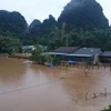 De nombreuses maisons situées le long d'un ruisseau au bourg de Tra Linh, district de Trung Khanh, province de Cao Bang, sont submergées dans l'eau le 11 août 2024. Photo : VNA