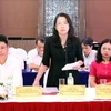 La directrice du Département du Tourisme de Hô Chi Minh-Ville, Nguyen Thi Anh Hoa, s'exprime lors de la réunion. Photo : VNA