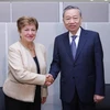 El secretario general del Partido Comunista y el presidente de Vietnam, To Lam, recibe a Kristalina Georgieva, directora general del FMI. (Foto: VNA)