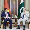 El primer ministro de Vietnam, Pham Minh Chinh, se reúne con su homólogo de Pakistán, Shehbaz Sharif. (Foto: VNA)