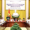 La conférence de presse pour annoncer l'Ordre du président concernant six lois récemment adoptées par la 15e Assemblée nationale. Photo : VNA