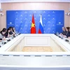 Le secrétaire général et président du Bureau de l'Assemblée nationale du Vietnam Bui Van Cuong a travaillé avec le chef du Bureau de la Douma d'État de l’Assemblée fédérale de Russie, Diveikin. Photo : daibieunhandan.vn