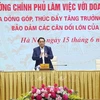Prime Minister Pham Minh Chinh speaking at the meeting with SOEs' leaders (Photo: VNA)