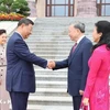 Chinese Party General Secretary and President Xi Jinping (L) welcomes Vietnamese Party General Secretary and State President To Lam (Photo: VNA)