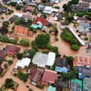 An aerial view of the flooded residential zone in Tha Wang Pha district in Nan on August 22. (Photo: Disaster Response Association of Thailand Facebook Page)