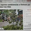 Prensa Latina e-newspaper publishes the message of condolences from Cuban President Miguel Díaz-Canel. (Screenshot: VNA)