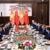 Prime Minister Pham Minh Chinh holds talks with Chinese Premier Li Qiang in Dalian city, Liaoning province, China, on June 24, 2024. (Photo: VNA)