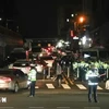 Police officers on duty outside the presidential office in Seoul. (Photo: Yonhap)