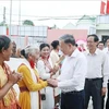 Party General Secretary To Lam welcomed by residents in Phuoc Dan town (Photo: VNA)