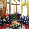 President To Lam and Indian Ambassador to Vietnam Sandeep Arya at their meeting in Hanoi on June 26. (Photo: VNA)
