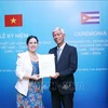 Vice Chairman of the HCM City People’s Committee Vo Van Hoan (R) and Cuban Consul General Ariadne Feo Labrada at the celebration of the 64th founding anniversary of Vietnam-Cuba diplomatic relations on December 4. (Photo: VNA)