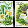 Dos muestras de sellos presentan la cultura y las plantas de té de Vietnam. (Foto: Corporación Postal de Vietnam)