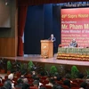 El primer ministro Pham Minh Chinh pronuncia un discurso político en el Consejo Indio de Asuntos Mundiales (Foto: VNA)