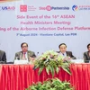 Leaders join discussion at the launching of the Airborne Infection Defence Platform (AIDP) at the at the 16th ASEAN Health Ministers Meeting in Vientiane, Laos (Photo: VietnamPlus)