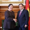  Le Premier ministre Pham Minh Chinh (droite) et la gouverneure générale de la Nouvelle-Zélande, Dame Cindy Kiro, à Wellington le 11 mars 2024. Photo: VNA