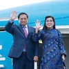 Prime Minister Pham Minh Chinh and his spouse at Noi Bai International Airport in Hanoi. Photo: VNA