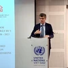 Jonathan Baker, Chief Representative of the UNESCO Office in Vietnam, speaks at the workshop. (Photo: VietnamPlus)