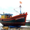 Quang Binh fishermen brings a fishing vessel ashore for inspection (Photo: VNA)
