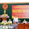 Permanent Vice Chairman of the municipal People's Committee Le Anh Quan speaks at the meeting (Photo: VNA)