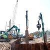 Construction of Nguyen Van Linh - Nguyen Huu Tho intersection tunnel project in HCM City’s District 7. (Photo: VNA)