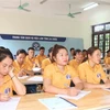 Workers learn Korean at the Employment Service Centre in the northern mountainous province of Lai Chau before going to the RoK. (Photo: VNA)