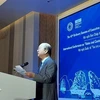 Nguyen Xuan Thang, President of the Vietnam Federation of UNESCO Associations (VFUA) and member of the WFUCA Executive Board addresses the event (Photo: VNA)