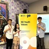 Three Vietnamese representatives attend the “90 Youth Voices for the Future” event. (Photo: VietnamPlus)