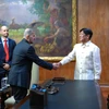 Emirates Nuclear Energy Corp. (ENEC) chairman and CEO Mohamed Al Hammadi pays President Ferdinand Marcos Jr. (firt, right) a courtesy call at Malacañang on August 12. (Photo: inquirer.net) 