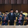 Minister of Defence, who is also President-elect Prabowo Subianto (centre), greets invited guests at the annual session of the People's Consultative Assembly and the Joint Session of the House of Representatives - DPD in 2024 on August 16. (Photo: Antara)